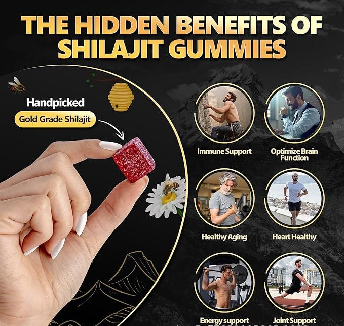 EnergizeX-Shilajit Gummies l Manuka Honey | Himalayan shilajit |No Added Sugar I Ashwagandha, Gokshura| Fulvic Acid & 85+ Trace Minerals I for Men, Women I Non-GMO I 100% Natural & Organic I 30 Gummy